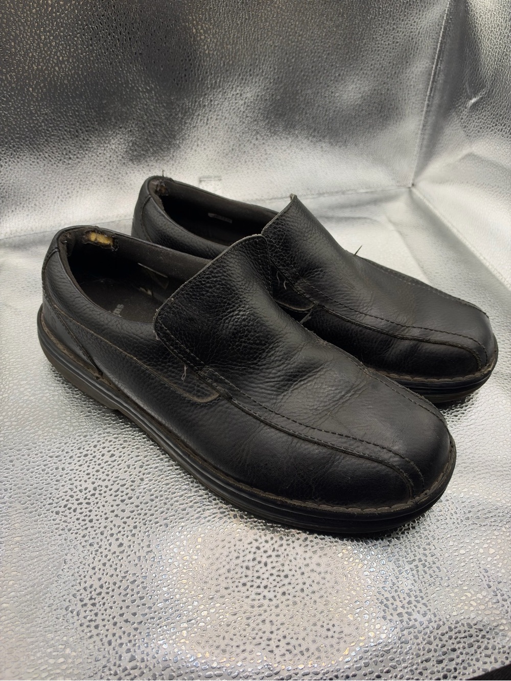 VTG Dr Martens Norfolk Industrial Black Leather Slip-On Loafers Mens 12 AW004